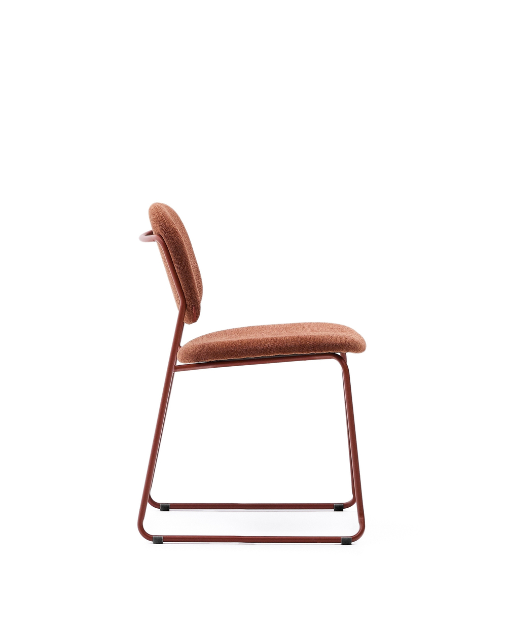 Стул Meli из терракотовой шенилли с терракотовыми металлическими ножками