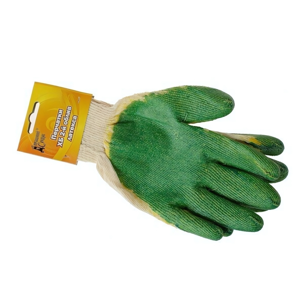 Перчатки ХБ "Домашний Сундук" 2ой облив латекса в индивидуальной упаков ДС-39