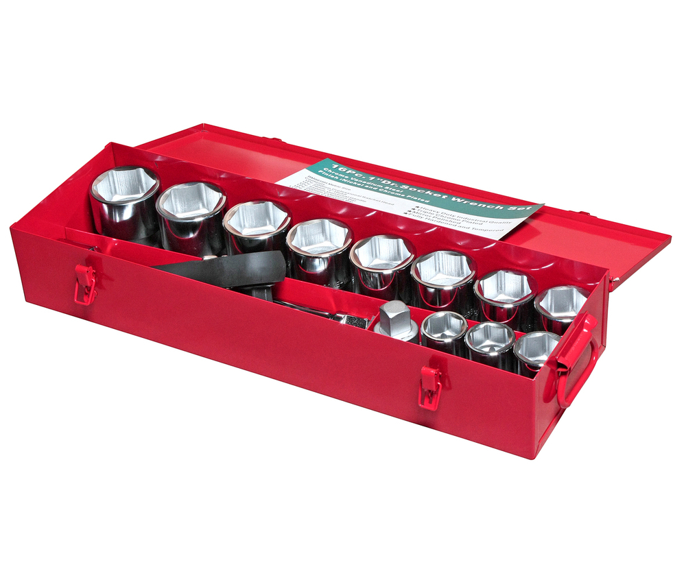 JTC-H816M - Набор головок торцевых 1" 36-65мм 6-ти гранных 16 предметов в металлическом кейсе JTC - Набор головок 6-гранных торцевых в кейсе 16 предметов JTC

Описание

В комплекте:
	
		1 ед. трещоточная головка 200 мм.
		1 ед. Т-образная головка 79 мм.
		1 ед. универсальная рукоятка 550 мм.
		1 ед. удлинитель 200 мм. (4").
		1 ед. удлинитель 200 мм. (8").
		11 ед. головки (6 граней): 36, 38, 41, 46, 50, 54, 55, 58, 60, 63, 65 мм.
	

Упаковка: ударопрочный металлический кейс.
Габаритные размеры: 700/240/130 мм. (Д/Ш/В)
Вес: 26000 г.