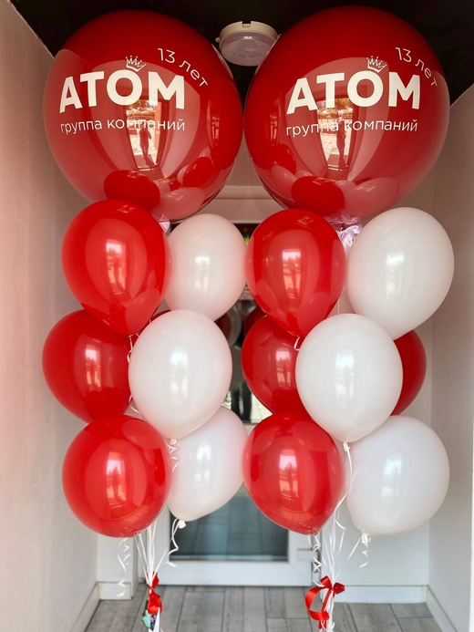 Воздушные шары для компании/фирмы красный/белый №3352