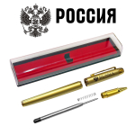 Сувенирная ручка золотистого цвета с гравировкой "RUSSIA"