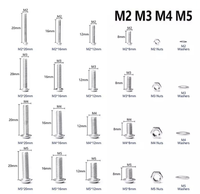 Набор 860шт Винты/Гайки/Шайбы (М2 М3 М4 М5)