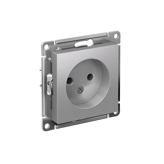 Розетка 1-м СП AtlasDesign 16А IP20 без заземл. без защ. шторок механизм алюм. SE ATN000341
