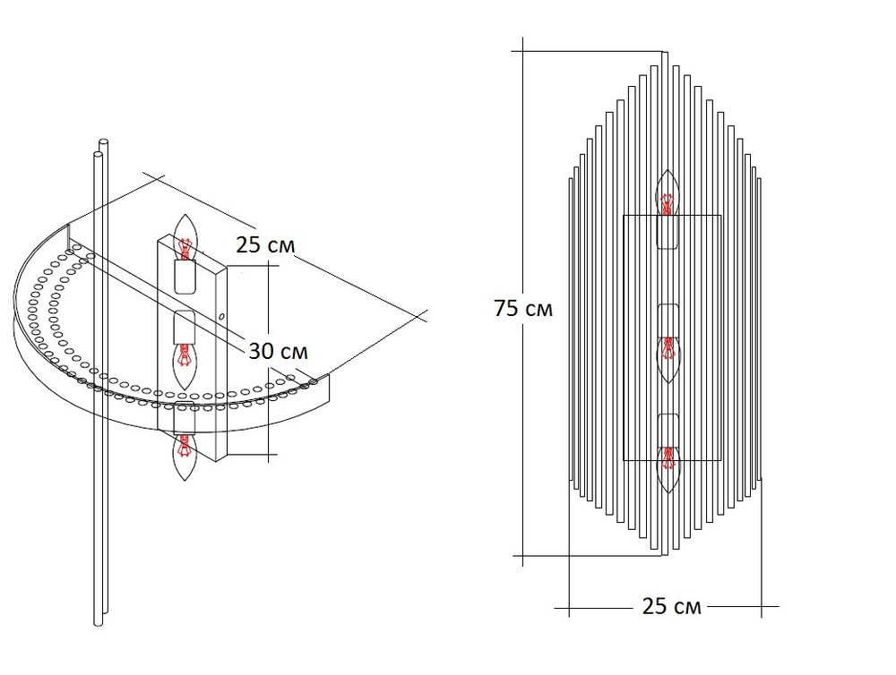 Бра настенное 75x25см Garda Decor Cleo золотой со стеклянным декором