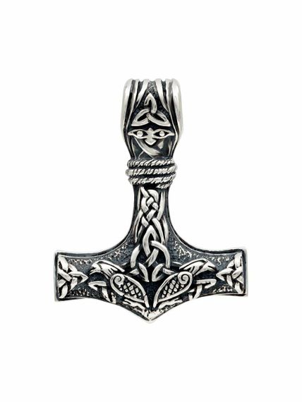 Молот Тора Мьельнир подвеска из серебра, вид спереди