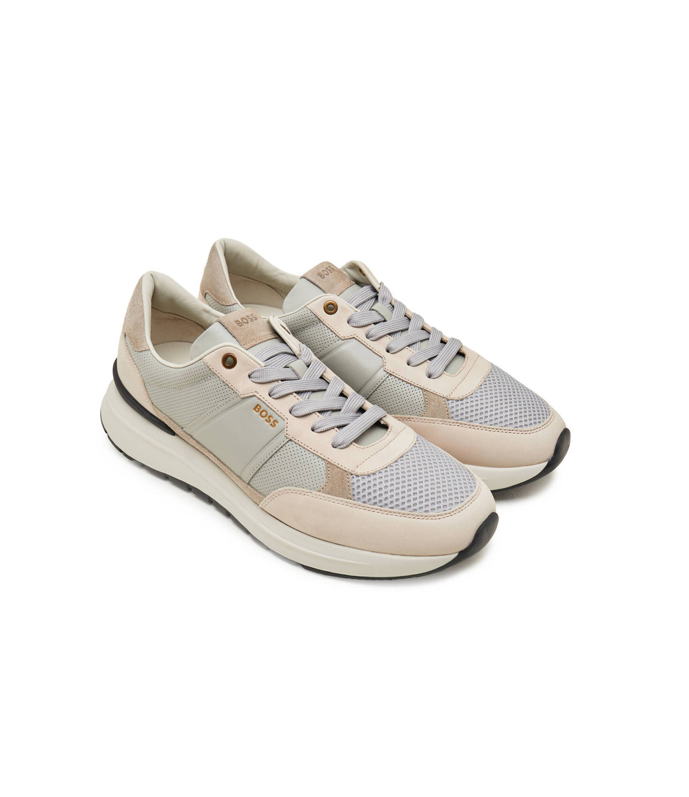 Кожаные кроссовки jace_runn_lmme BOSS BLACK - бежевый(50517307)