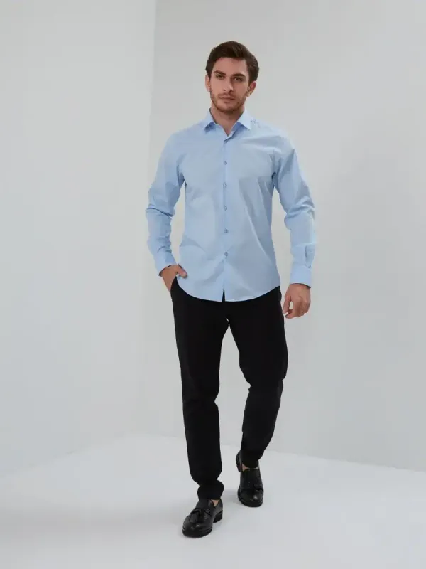 Рубашка приталенная SLIM FIT с длинным рукавом, голубая