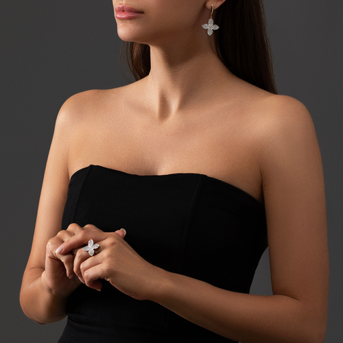 Серьги женские с фианитами из красного золота 585 пробы