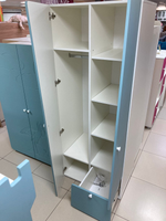 Шкаф 2-х дверный с ящиком Диагональ МДФ белый/ниагара