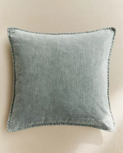 ZARA HOME БАРХАТНАЯ НАВОЛОЧКА ДЛЯ ДЕКОРАТИВНОЙ ПОДУШКИ, СИНИЙ