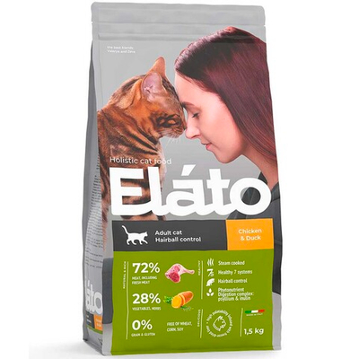 Elato Holistic корм для кошек для выведения шерсти с курицей и уткой (Adult Cat Chicken & Duck / Hairball Control)