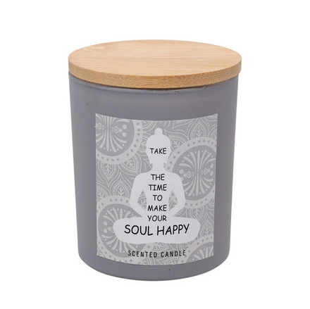 Аромасвеча в стекле с бамбук крышкой 7*8.5 см в ассортименте