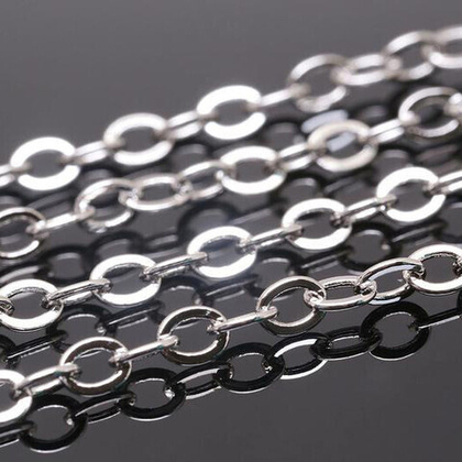 Цепочка, цвет серебро (родий), размер звена 3*4 мм, цена за 50 см