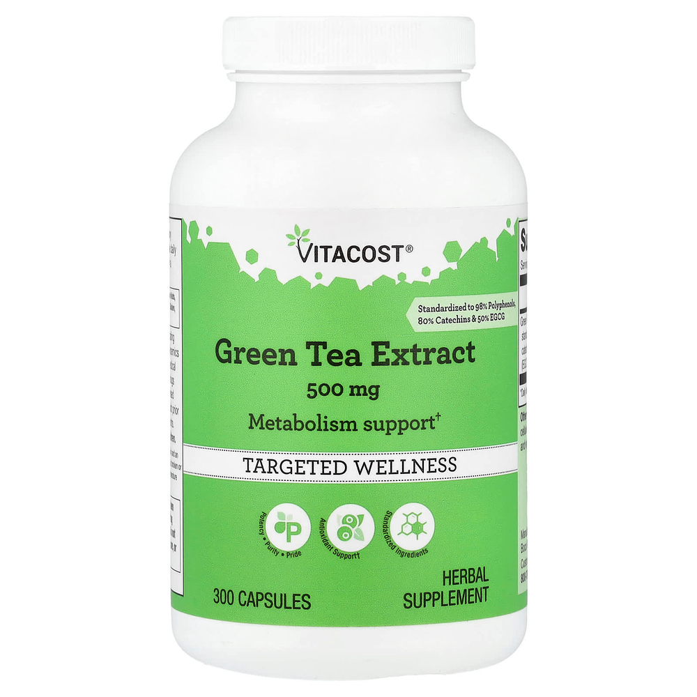 Vitacost, экстракт зелёного чая, 500 мг, 300 капсул