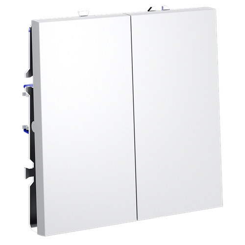 Выключатель встраиваемый VOLTUM S70 двухклавишный 10А, (белый матовый)