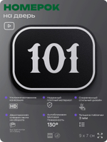 Номерок на дверь квартиры 101, для кабинета, офиса, шильдик 9 х 7 см, черный, Айдентика Технолоджи