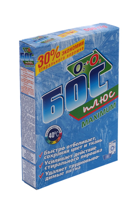 Отбеливатель Бос-плюс для всех видов тканей порошок картонная упаковка 600г АИСТ