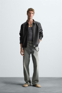 ZARA КУРТКА-БОМБЕР ИЗ ИСКУССТВЕННОЙ КОЖИ, ЧЕРНЫЙ