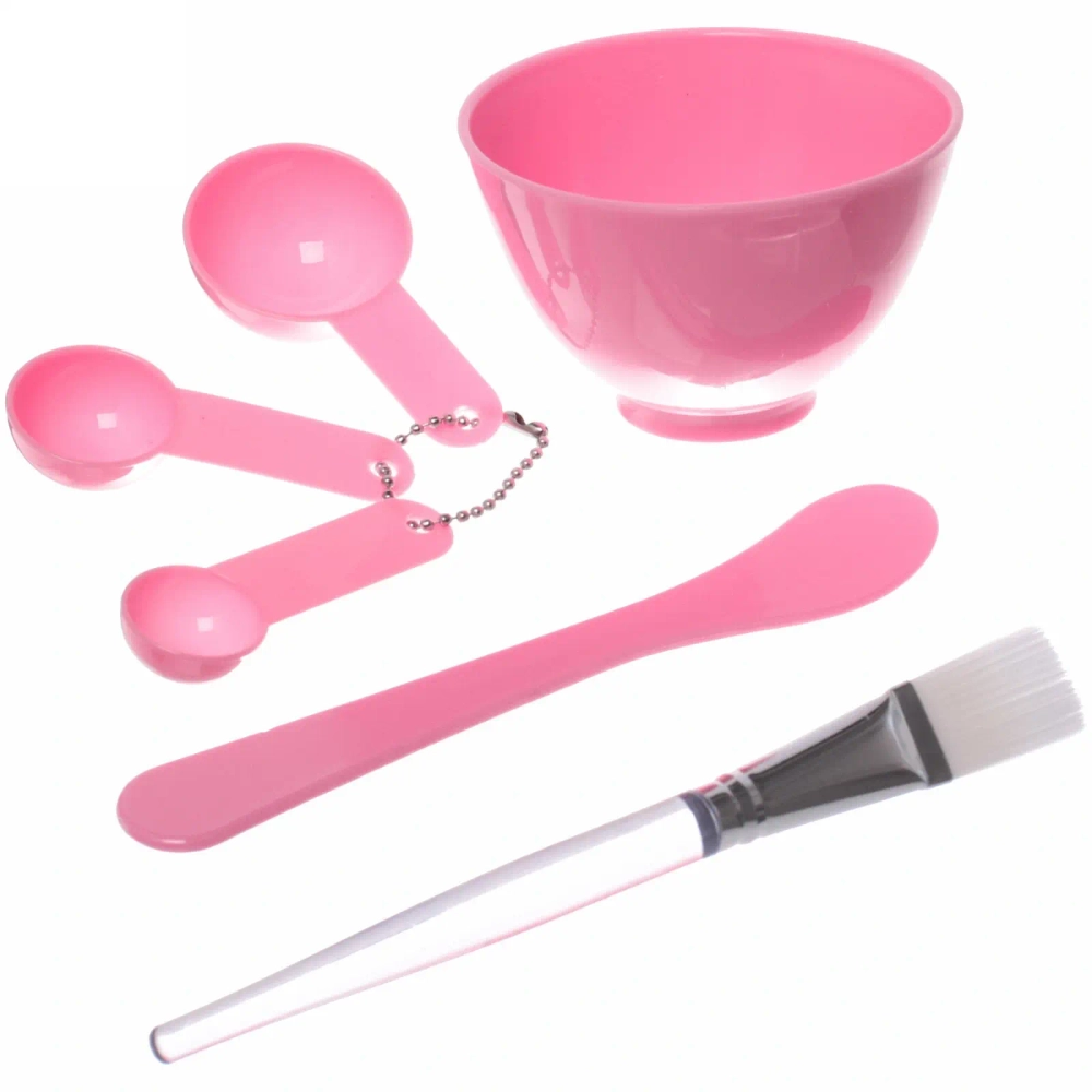Набор косметический «Beauty Bar», кисточка, лопатка, 3 мерных ложки и чаша, микс три цвета, 17,5*8,5см