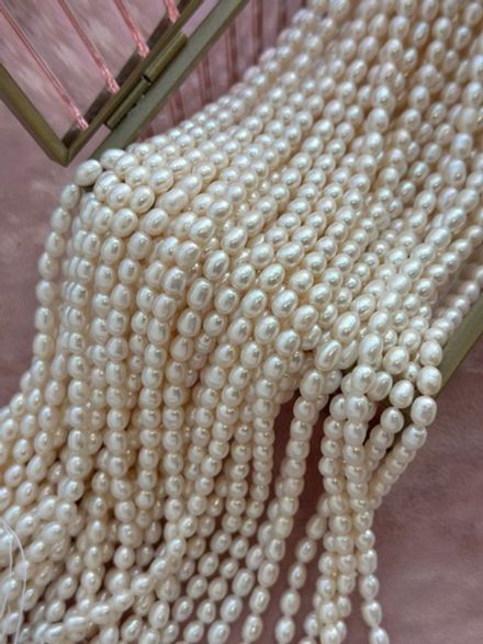 Жемчуг натуральный, рис, 5-5,3мм, 4А