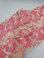 Кружево эластичное бежевый/кораллово-розовый К806 23 см