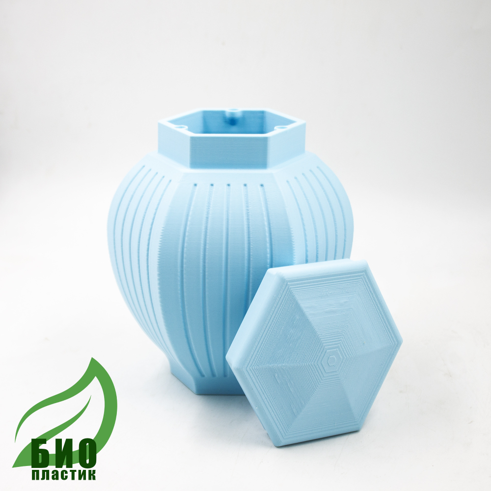 Био-урна "Лотос" из PLA-пластика голубая S
