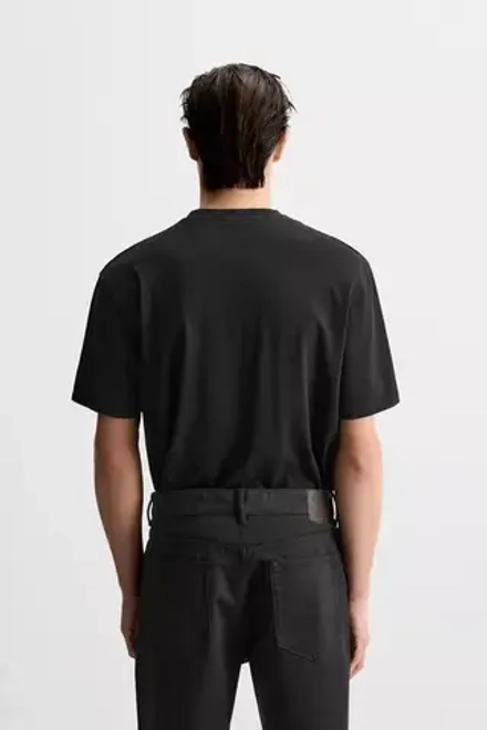 ZARA ФУТБОЛКА MEDIUM WEIGHT, ЧЕРНЫЙ