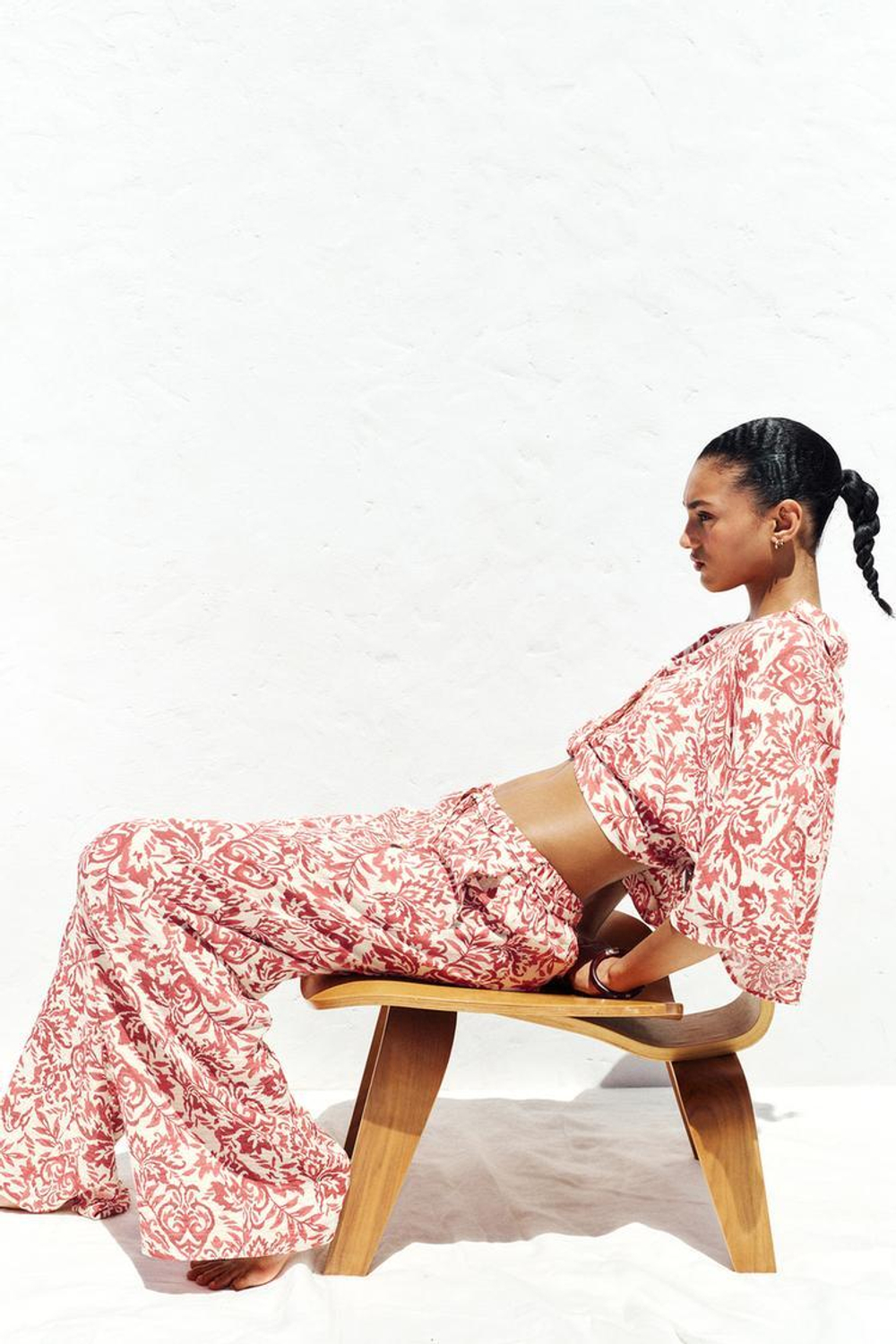 ZARA ТОП В СТИЛЕ РУСТИК ИЗ ТКАНИ С ПРИНТОМ, РАЗНОЦВЕТНЫЙ