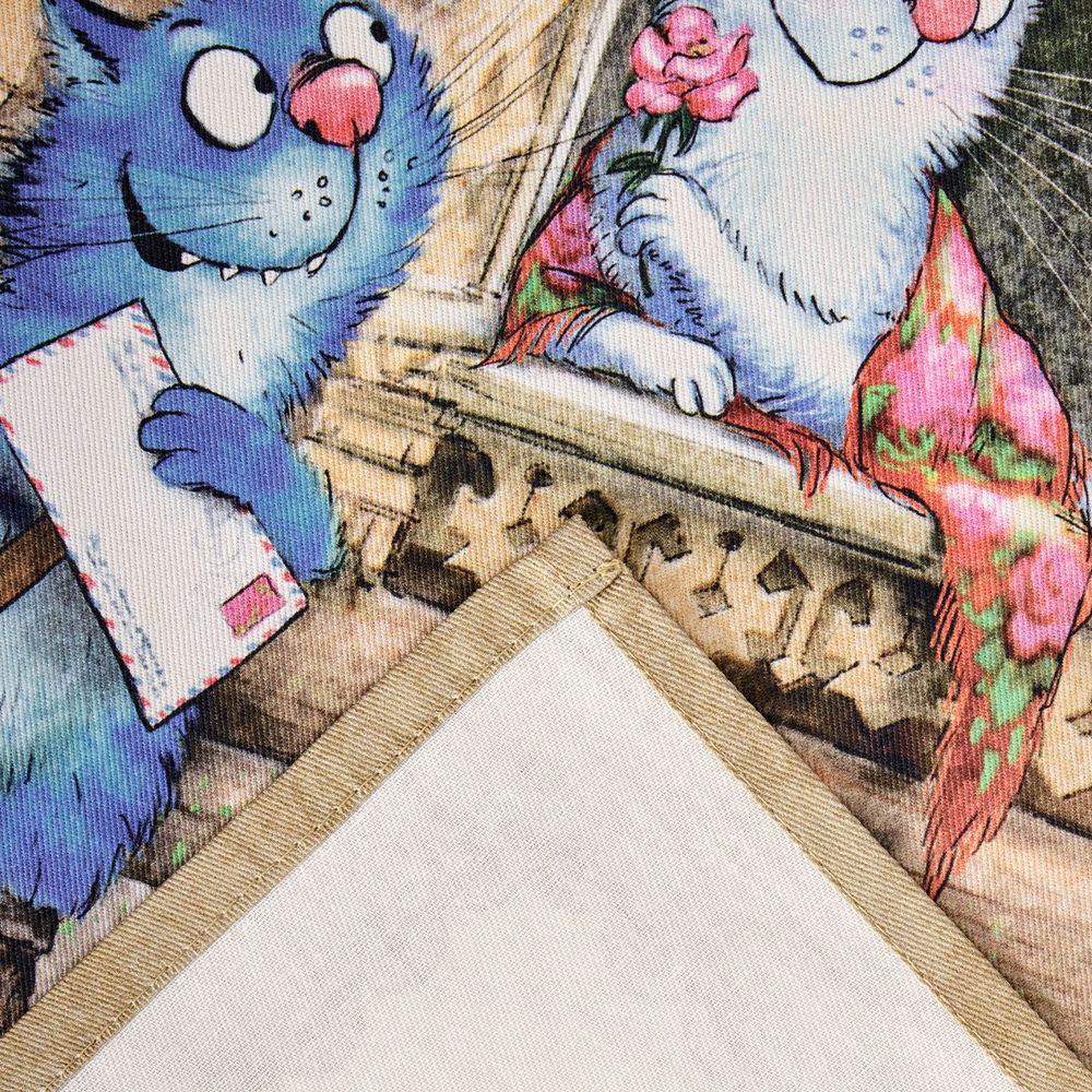 НАБОР САЛФЕТОК ИЗ 2-Х ШТ "СИНИЕ КОТЫ. ЛЮБОВЬ МОЯ",40Х40СМ, 100% ХЛОПОК,ТВИЛ, БЕЖ