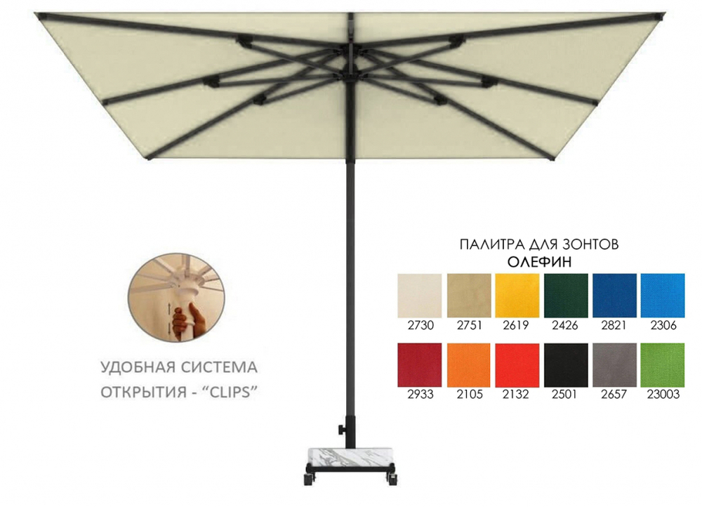 Зонт профессиональный 2х2 м Theumbrela Semsiye Evi Avocado Clips