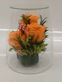 натуральные кустовые розы в стекле, вакуум*