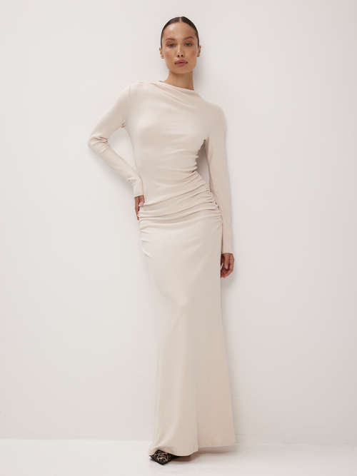 Платье вечернее праздничное длинное с драпировкой