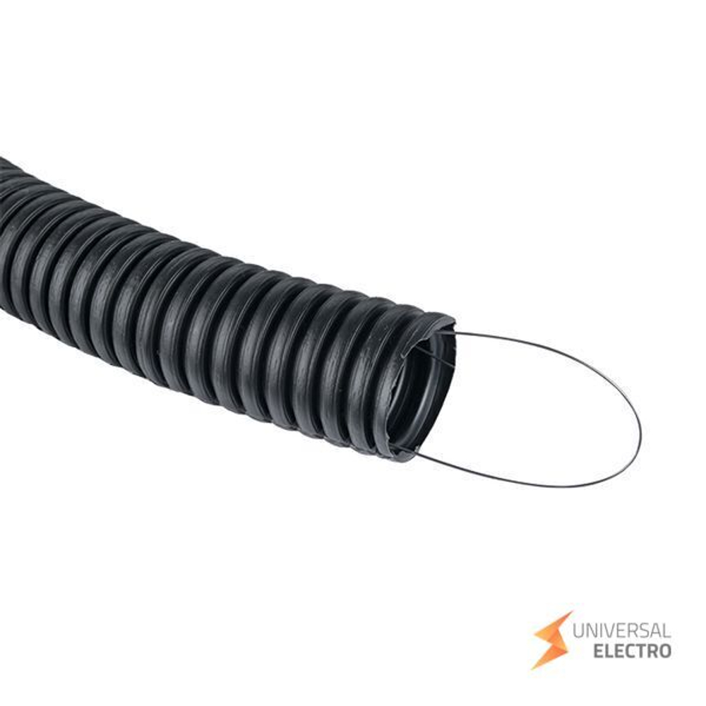Труба гофр, ПНД с протяжкой d32 мм (50 м) черная EKF-Plast