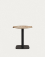 Dina Круглый стол из меламина с натуральной отделкой и черной металлической ножкой Ø 68x70 с