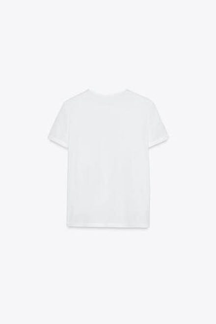 ZARA ХЛОПКОВАЯ ФУТБОЛКА, БЕЛЫЙ