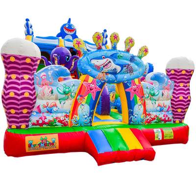 Коммерческий надувной батут с горкой «В гостях у моря 2» 9*5*5 м