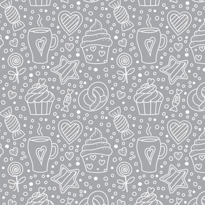 Кофе тайм (напитки и сладости) дудлы на сером