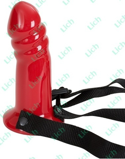 Красный фаллопротез на ремешках