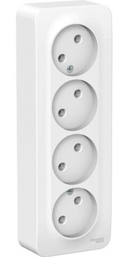Розетка четырехместная Systeme Electric Blanca Бел наружная б/з без шторок с изол. пласт.16А