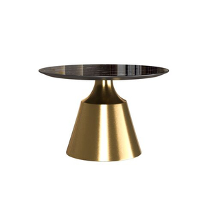Журнальный стол Lucas 60, керамика глянцевая, черная / опора золото