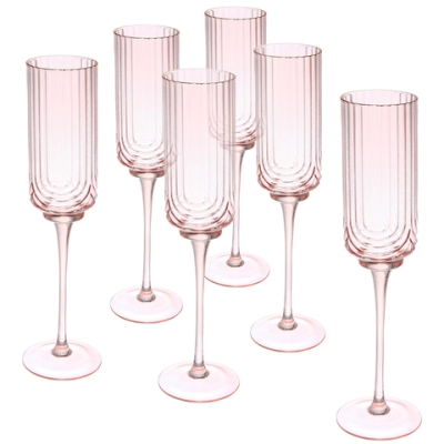 Бокал для шампанского 210мл «Enjoy Life» в наборе 6шт, цвет розовый