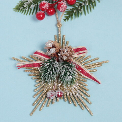Подвеска елочная БЛЕСК «Снежинка лучистая» 13*14 см, Золото
