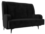 Диван прямой Неаполь 2-х местный, Черный, Велюр, 113168