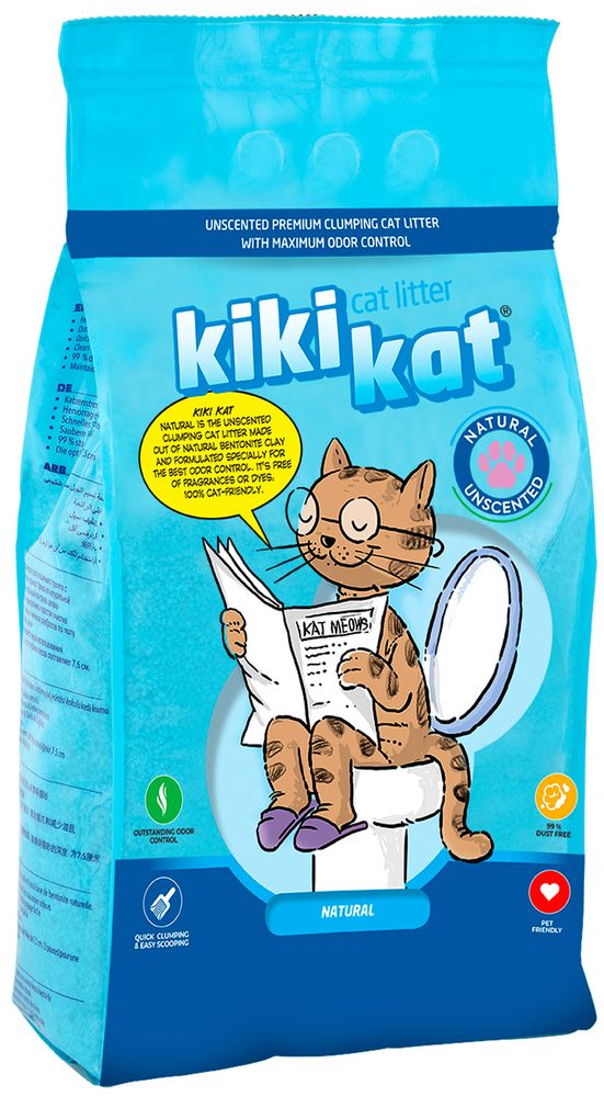 Бентонитовый наполнитель для кошачьего туалета &quot;KikiKat&quot; супер-белый комкующийся 5л