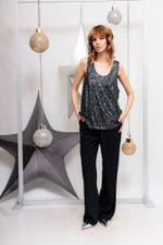 Брюки Marc Aurel 24772 черный люрекс полоска клеш