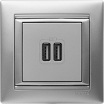 Розетка USB тип А / тип А 3000мА 15Вт - алюминий Valena Classic LEGRAND
