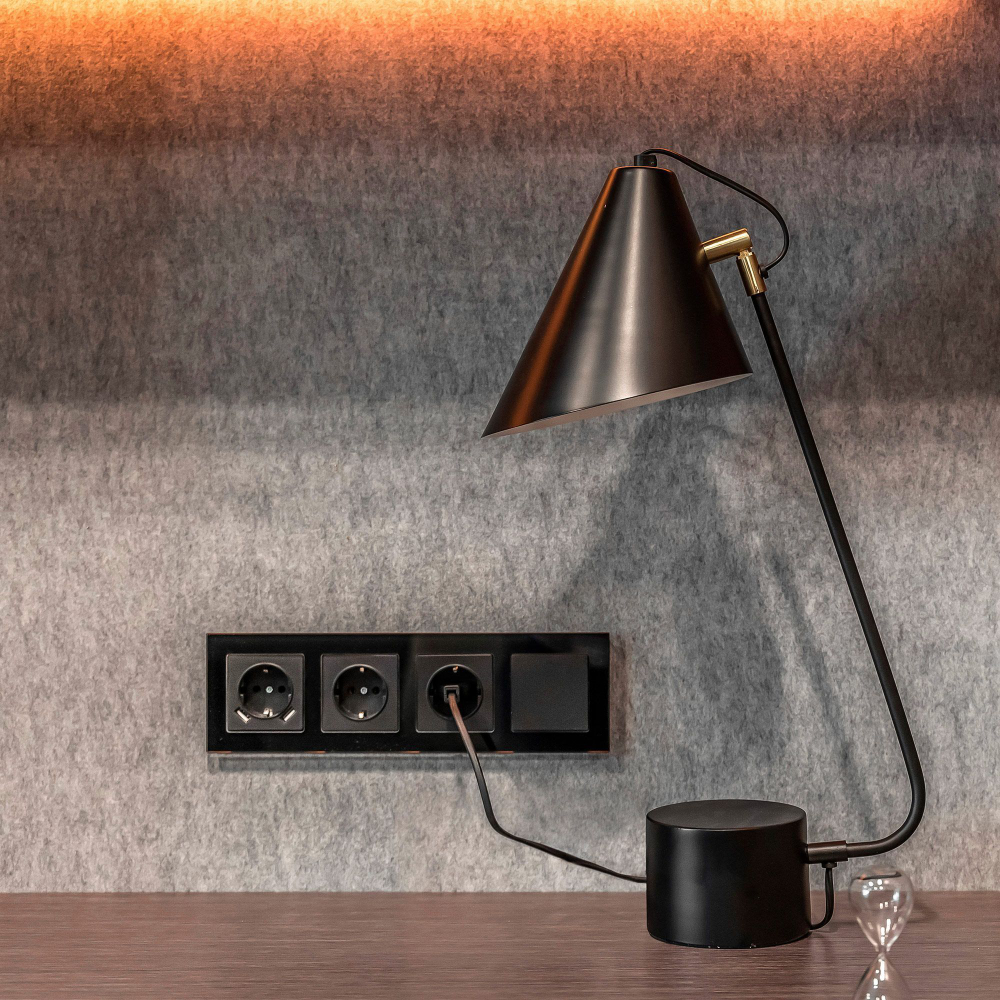 Розетка с заземлением (черный матовый)