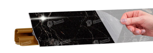 КА-1018601 Плинтус LB23 (20) 6094 Мрамор марквина черный гл 3м (реком.заглушки 619)  КДМ