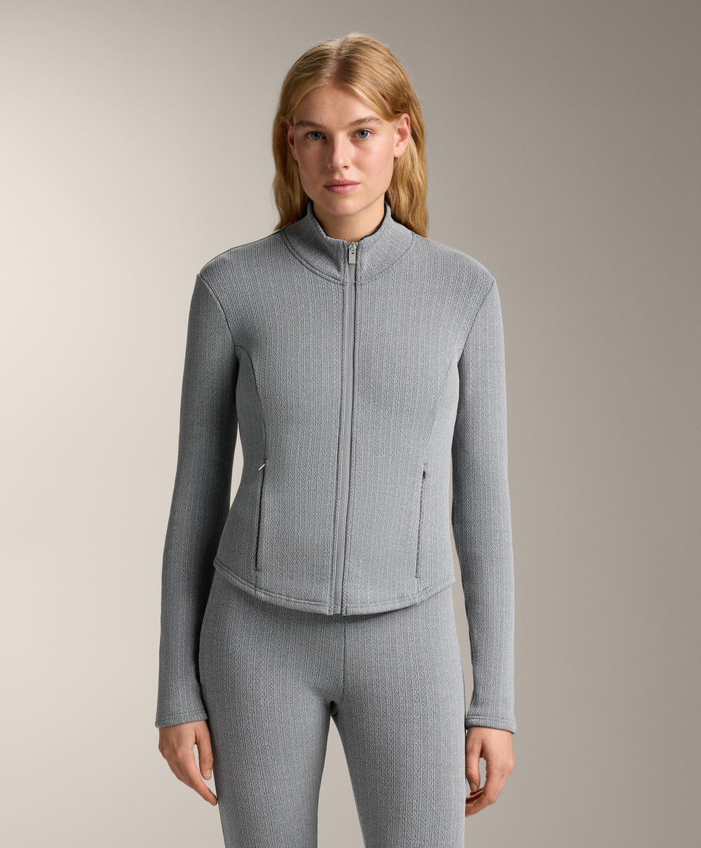 Oysho Теплая длинная техническая куртка, серый меланж