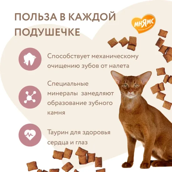 Мнямс хрустящие подушечки для кошек Здоровые зубы 60 гр